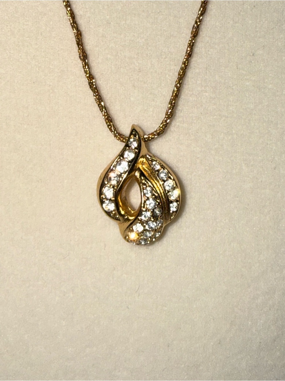 Christian Dior Rhinestone Gold Plated Pendant Necklace